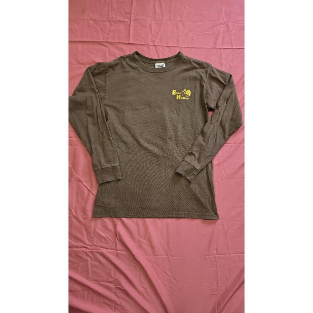 Comfort Colors Brown Blue Heaven Crew Neck Long Sleeve T-Shirt Men Small
